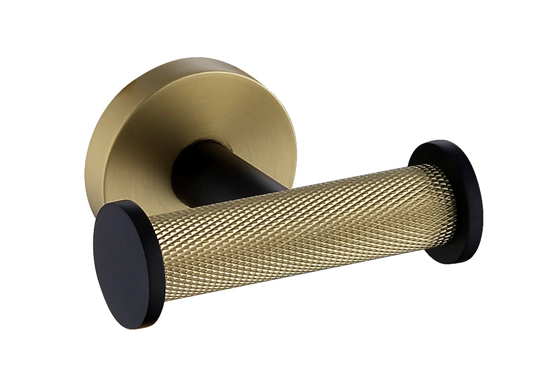 Aqua RONDO Double Robe Hook - Brushed Gold & Black