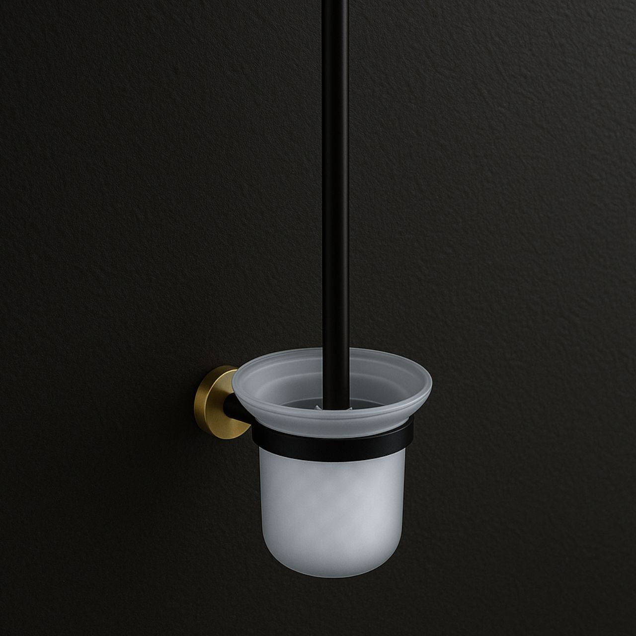 Aqua Rondo Toilet Brushed Holder - Brushed Gold & Black