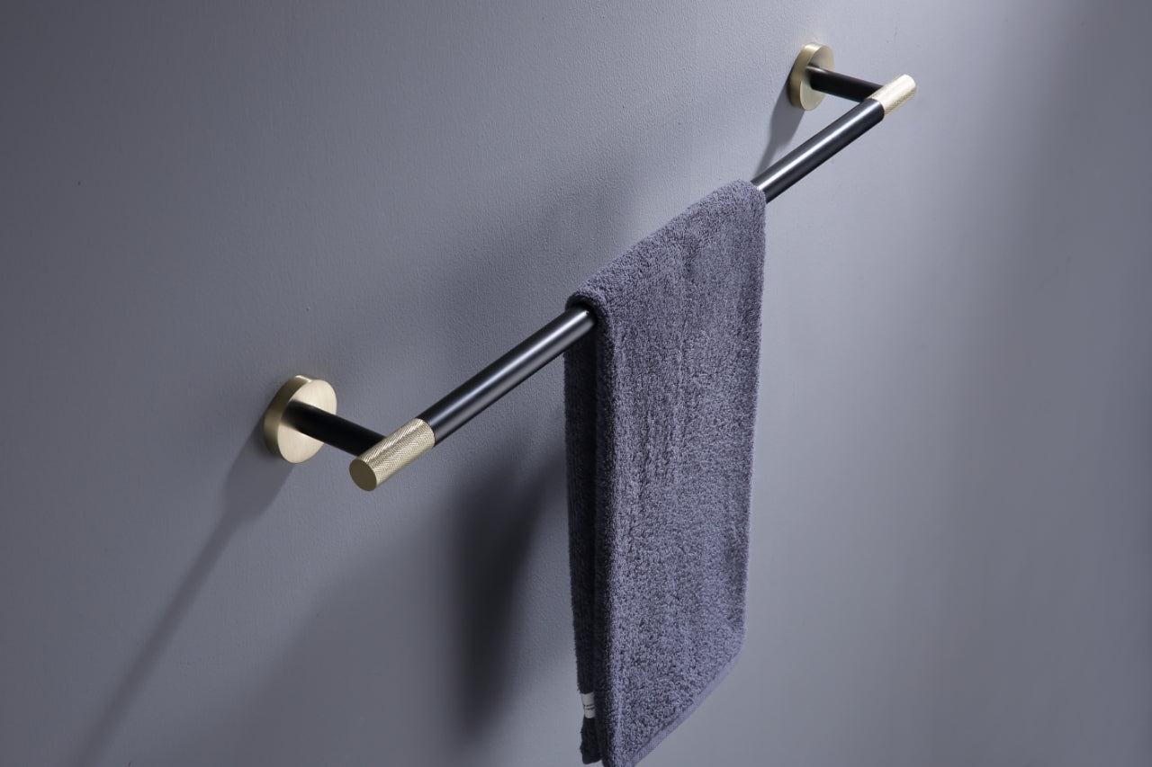 Aqua Rondo Towel Bar - Brushed Gold & Black