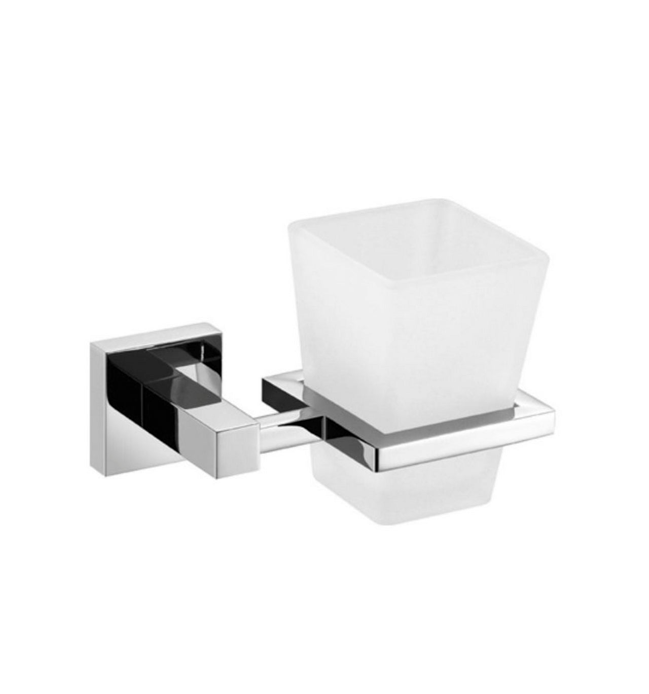 Aqua PIAZZA Tumbler Holder w/ Frosted Glass Cup Chrome