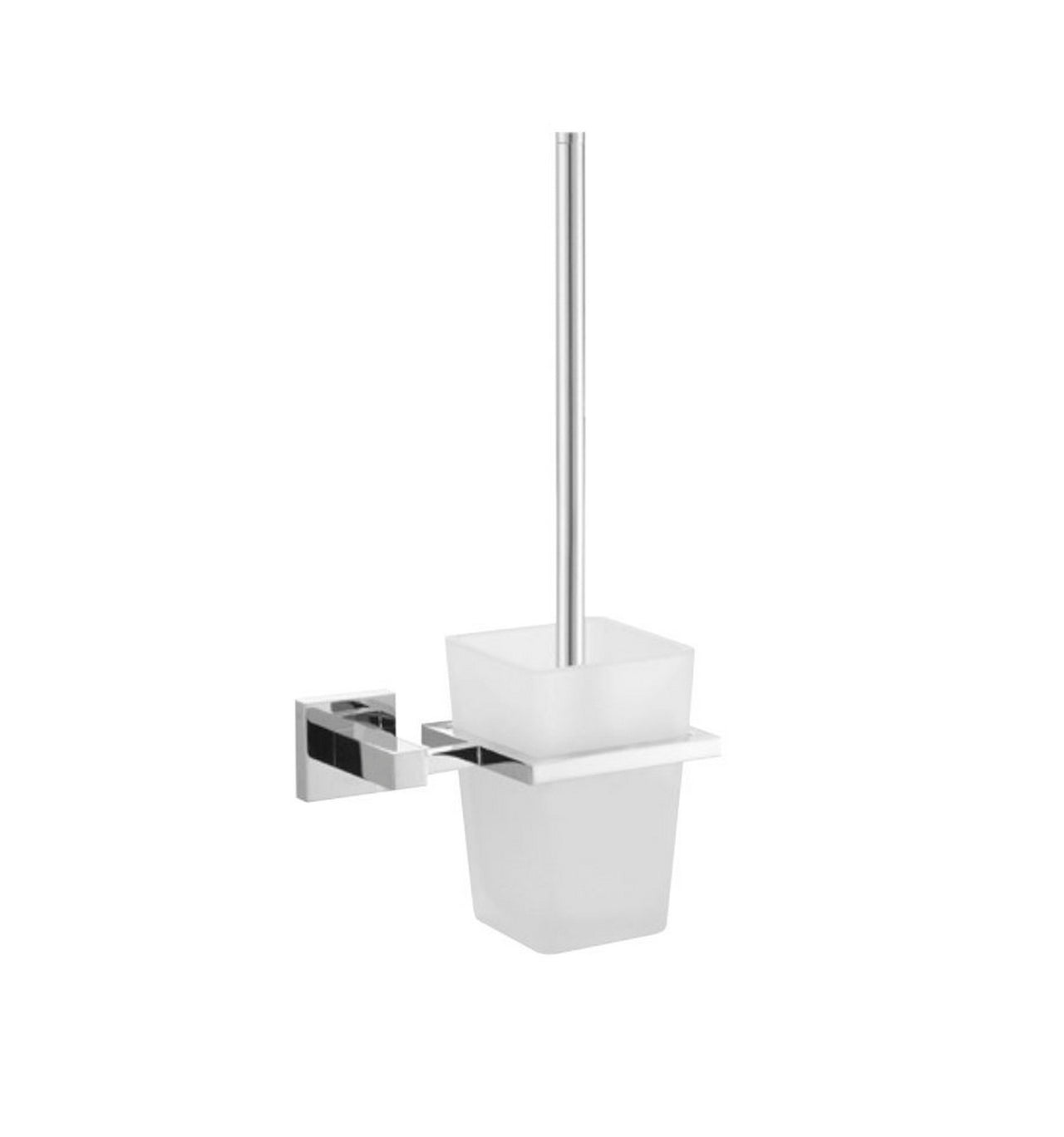 Aqua PIAZZA Toilet Brush w/ Frosted Glass Cup- Chrome