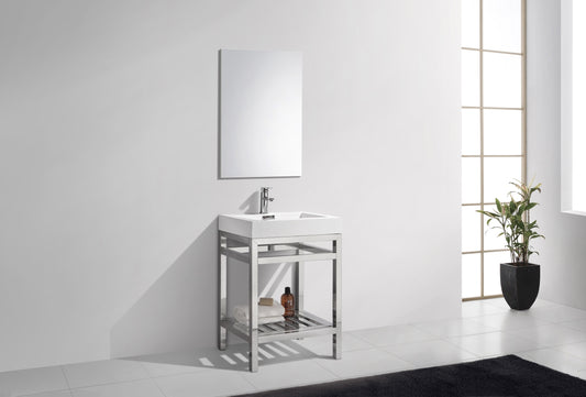 Kube Cisco 24" Stainless Steel Console w/ White Acrylic Sink Chrome