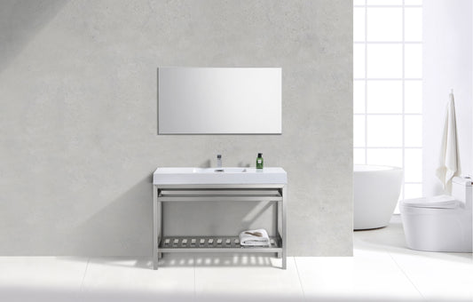 Kube Cisco 48" Stainless Steel Console w/ White Acrylic Sink Chrome