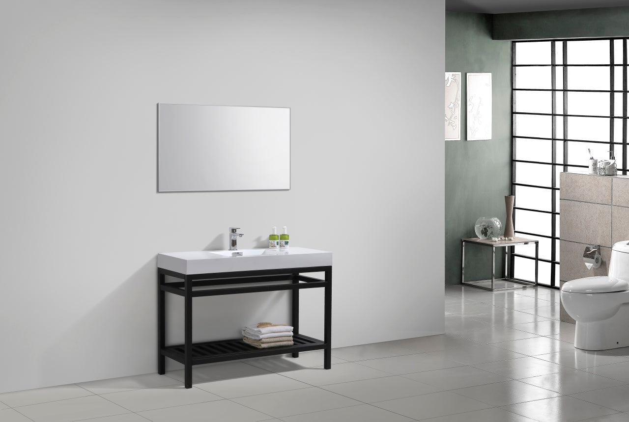 Kube Cisco 48" Stainless Steel Console w/ White Acrylic Sink Matte Black