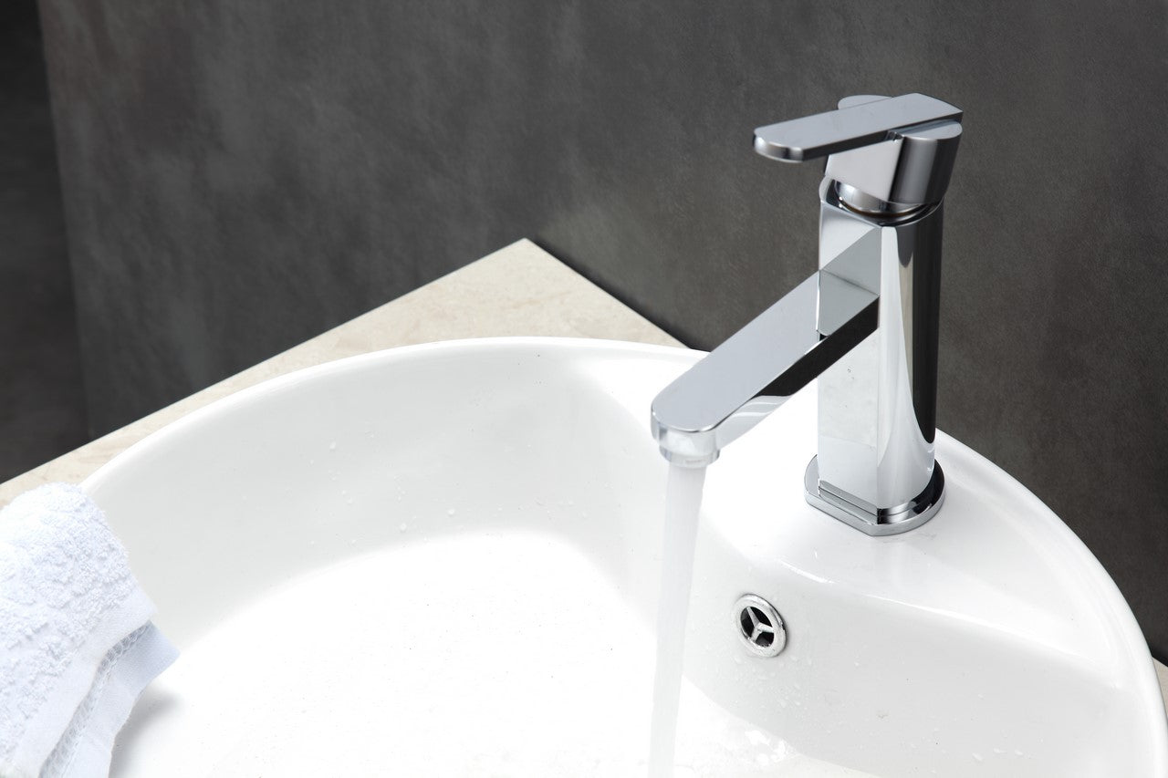 Aqua Rondo Single Hole Mount Bathroom Vanity Faucet Chrome