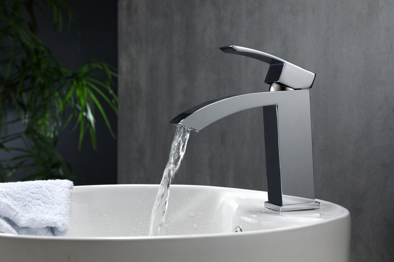 Aqua Balzo Single Lever Wide Spread Bathroom Vanity Faucet Chrome