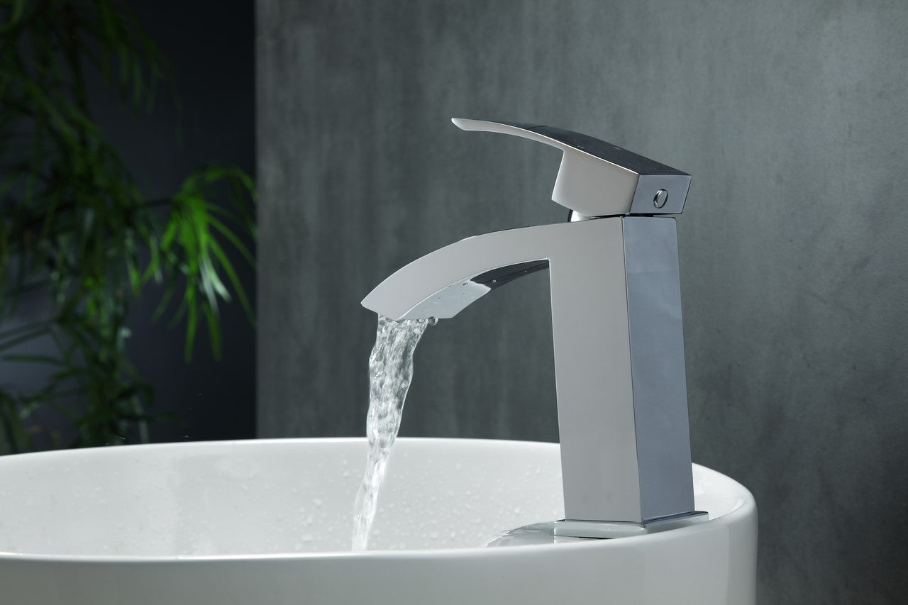 Aqua Balzo Single Lever Wide Spread Bathroom Vanity Faucet Chrome