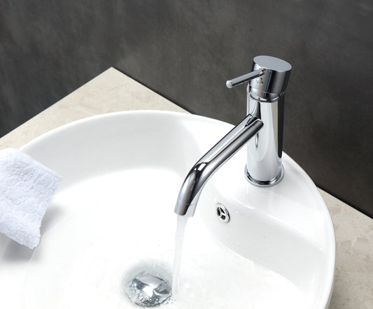 Aqua Rondo Single Lever Wide Spread Bathroom Vanity Faucet Chrome