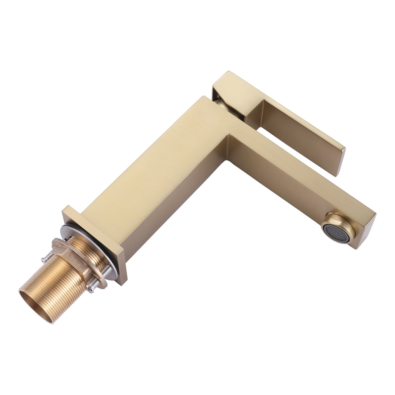 Aqua Kubo by KubeBath Single Lever Bathroom Vanity Faucet Brushed Gold