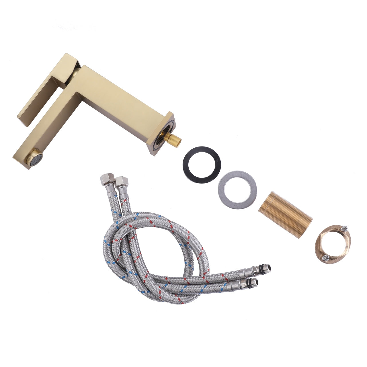Aqua Kubo by KubeBath Single Lever Bathroom Vanity Faucet Brushed Gold