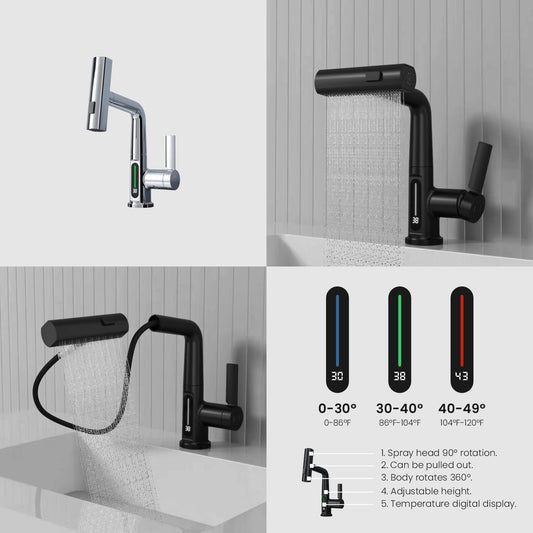 Aqua Klein Single Lever Temperature Digital Display Faucet Chrome