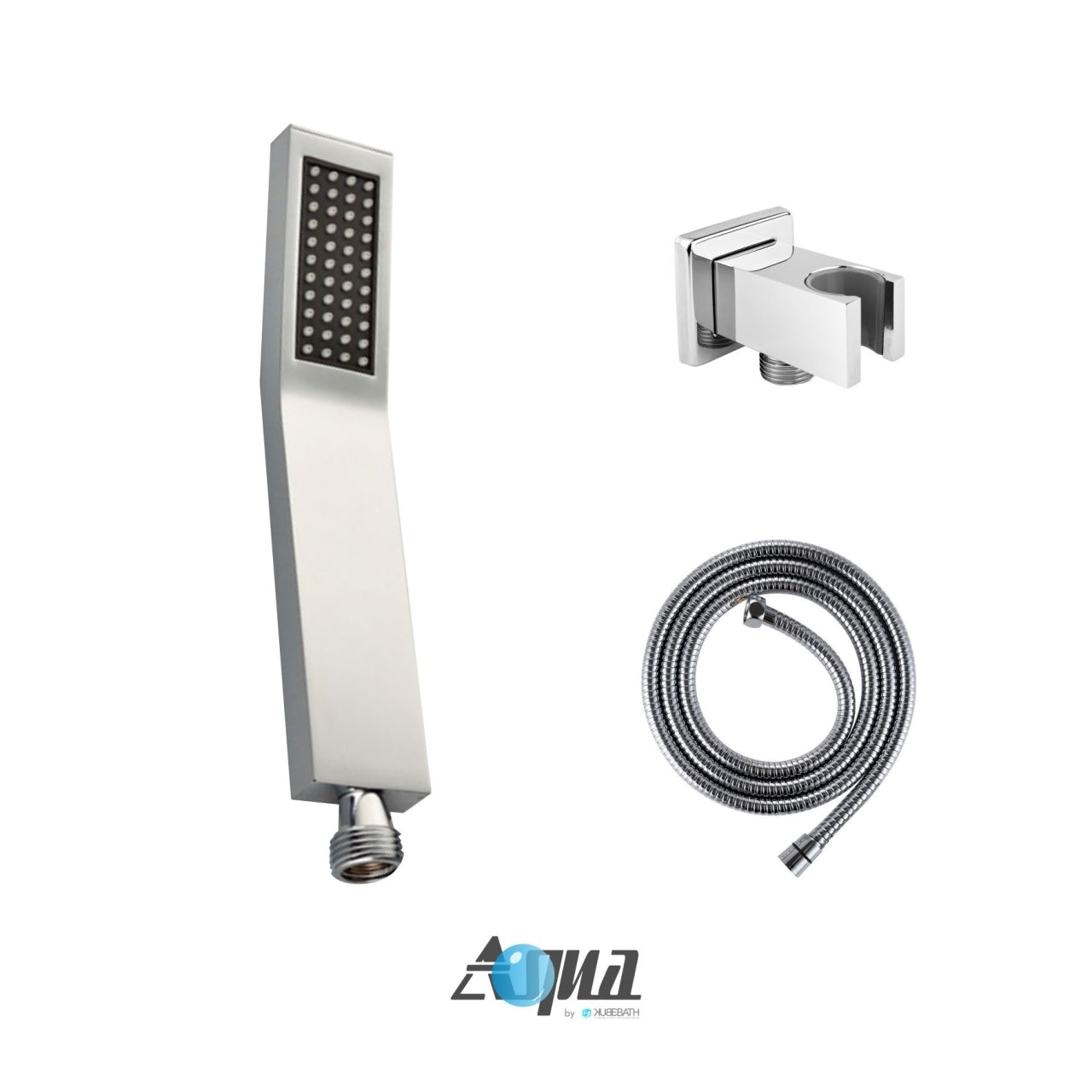 Aqua Piazza Brass Shower Set w/ 8" Square Rain Shower, 4 Body Jets and Handheld