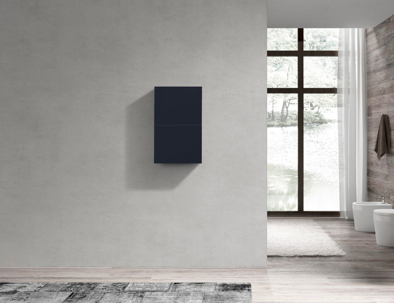 Bathroom Linen Side Cabinet w/ 2 Storage AreasBlue