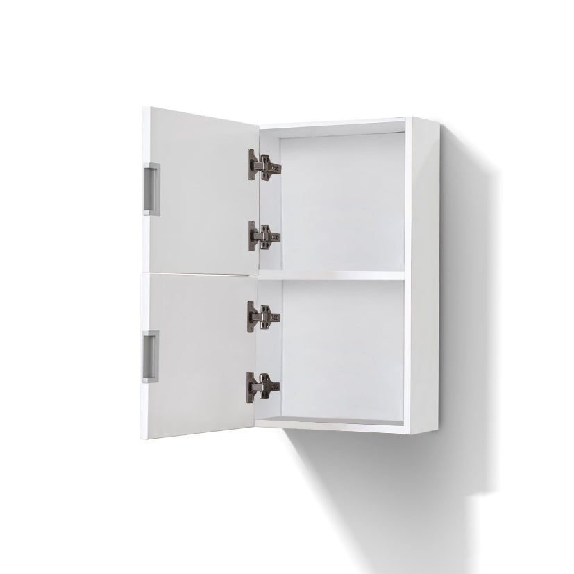 Bathroom Linen Side Cabinet w/ 2 Storage Areas High Gloss White