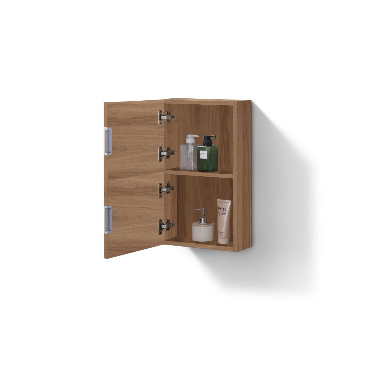 Bathroom Linen Side Cabinet w/ 2 Storage Areas Honey Oak