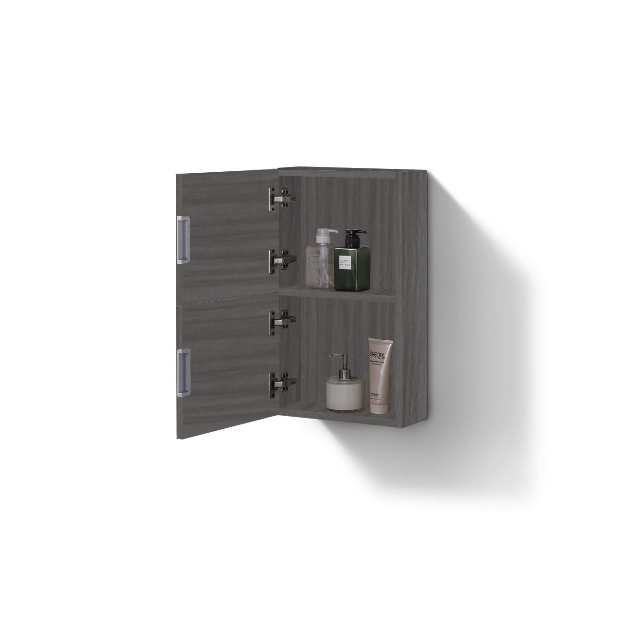 Bathroom Linen Side Cabinet w/ 2 Storage Areas Vulcan Ash Grey