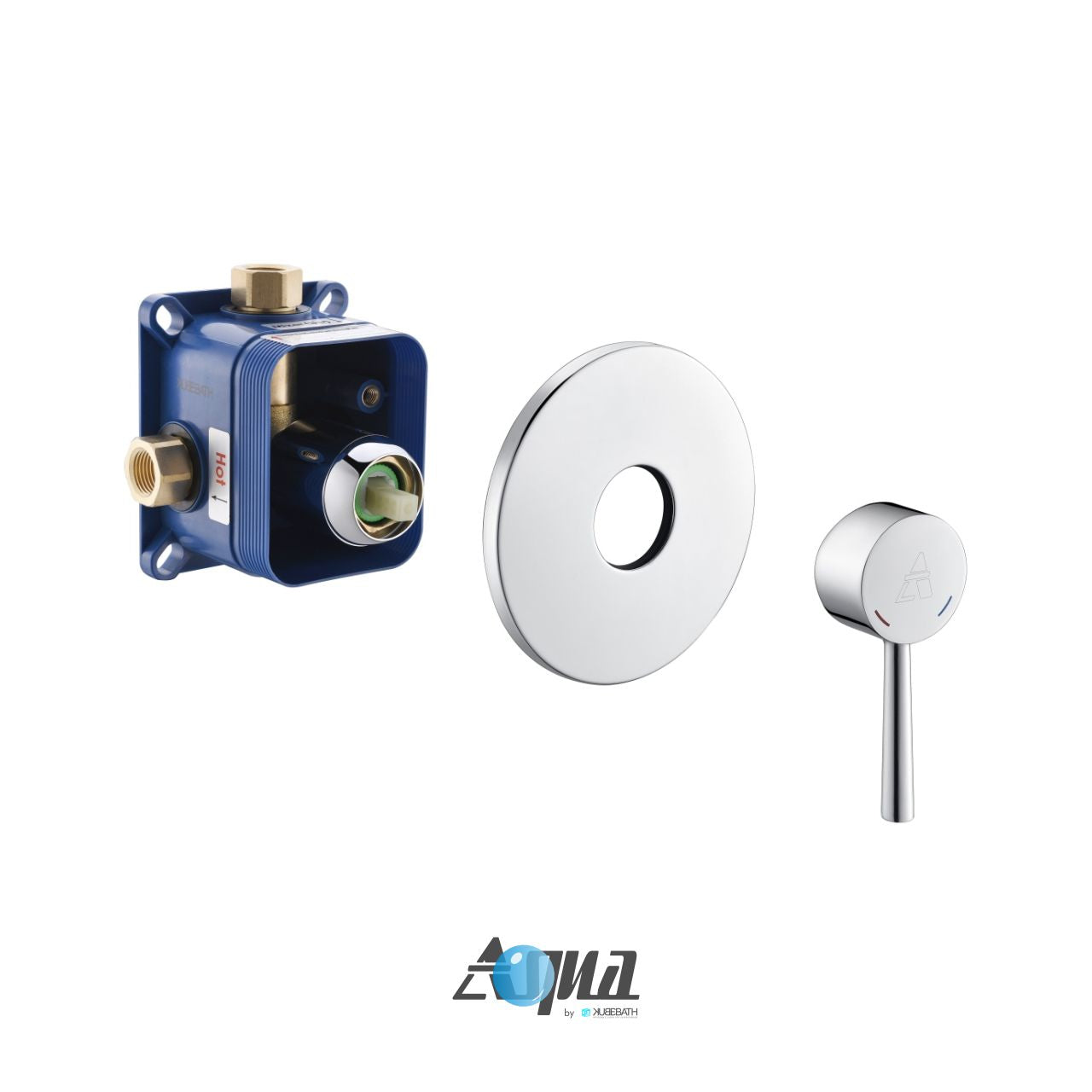 Aqua Rondo by KubeBath 1-Way Rough-In Valve With Cover Plate, Handle and Diverter