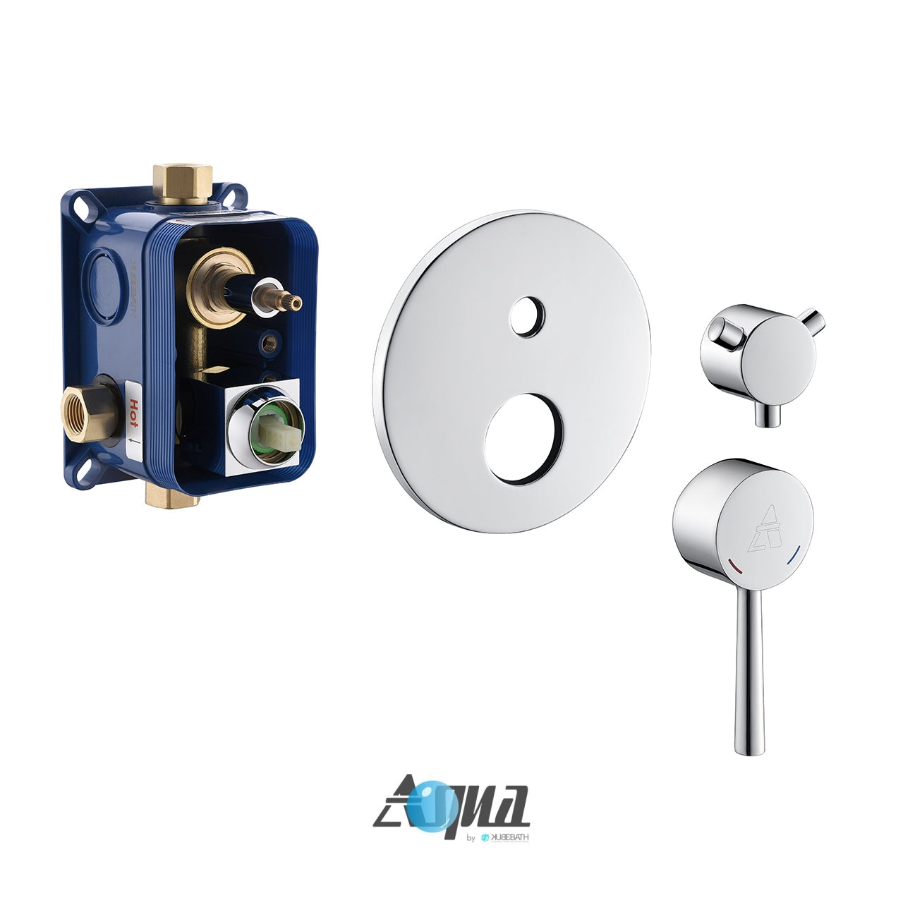 Aqua Rondo Brass Shower Set w/ 8" Ceiling Mount Round Rain Shower, Handheld and Tub Filler