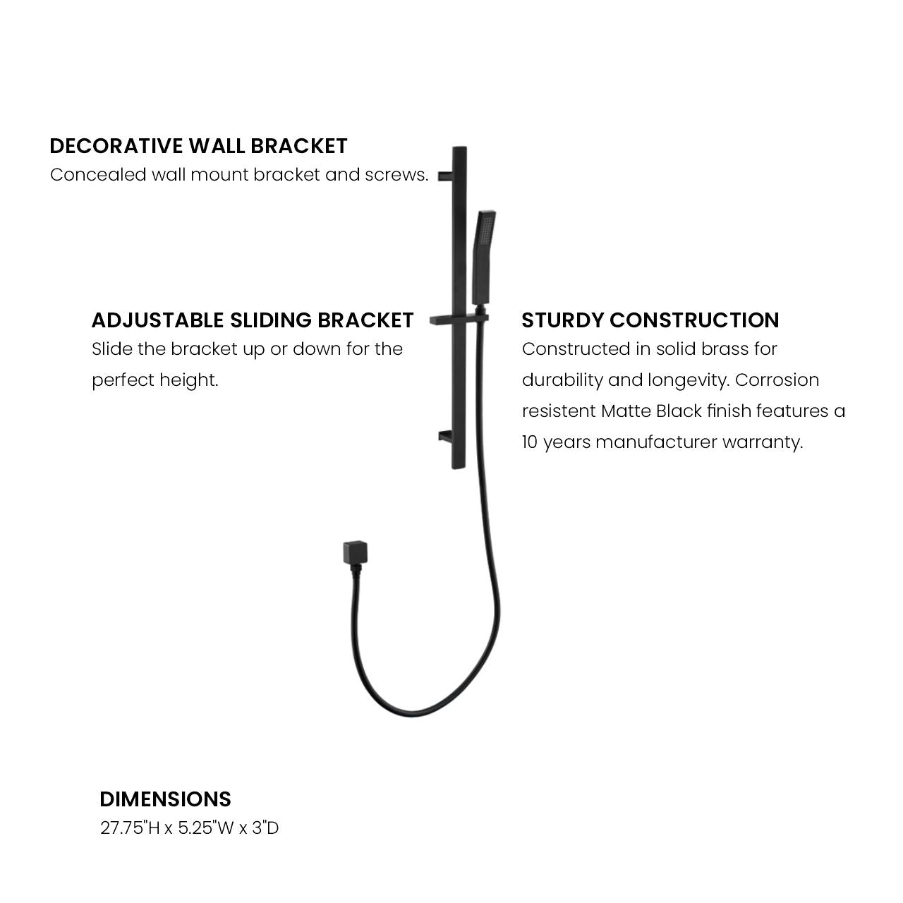 Aqua by KubeBath Sliding Bar Black