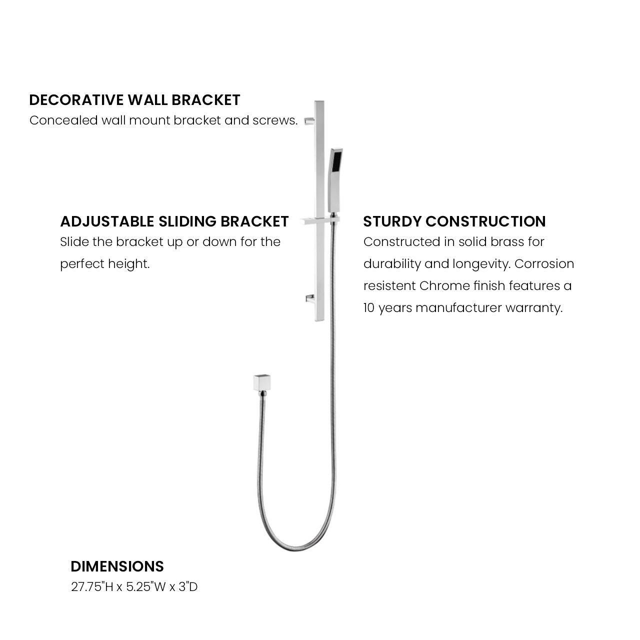 Aqua by KubeBath Sliding Bar Chrome