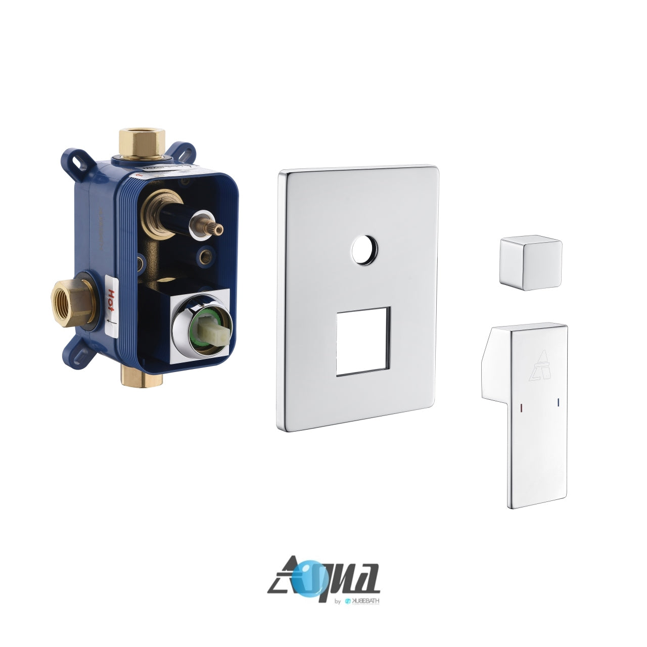 Aqua Piazza by KubeBath 2-Way Rough-In Valve With Cover Plate, Handle and Diverter Chrome