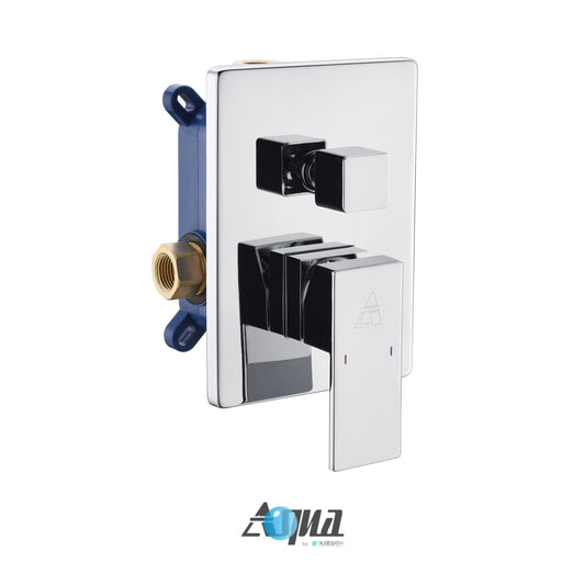 Aqua Piazza Chrome Shower Set w/ 12" Square Rain Shower and Handheld
