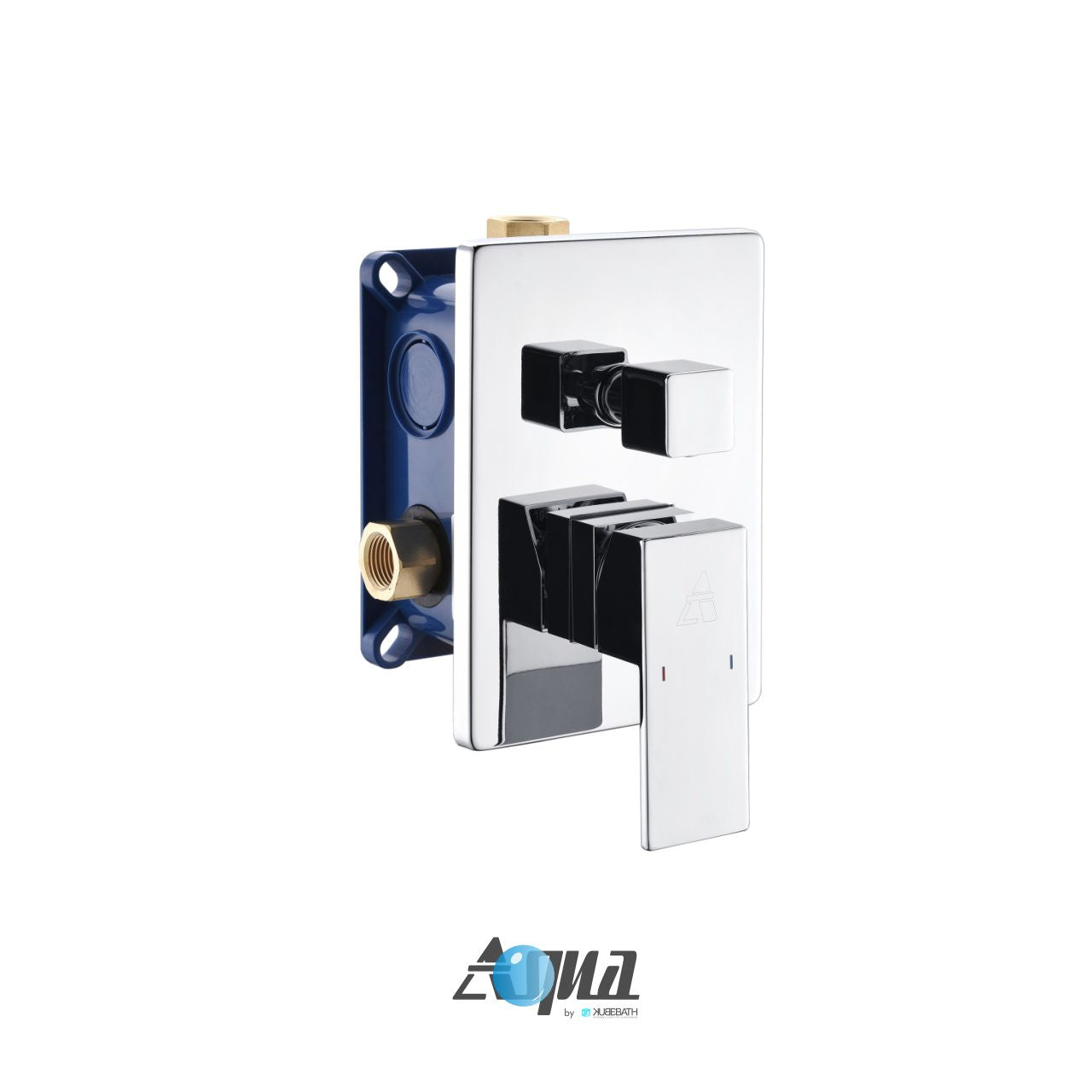 Aqua Piazza by KubeBath 3-Way Rough-In Valve With Cover Plate, Handle and Diverter Chrome