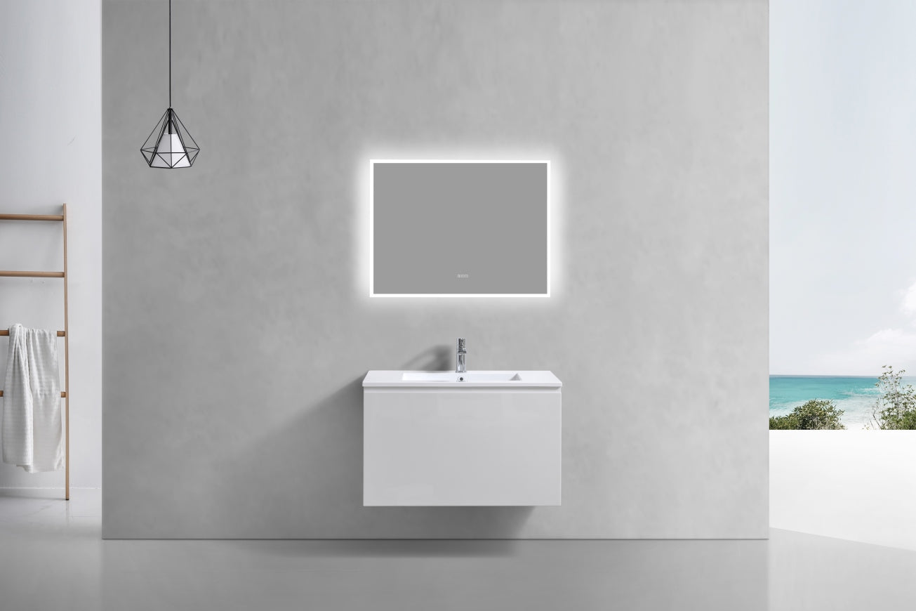 32'' Balli Modern Wall Mount Bathroom Vanity Gloss White