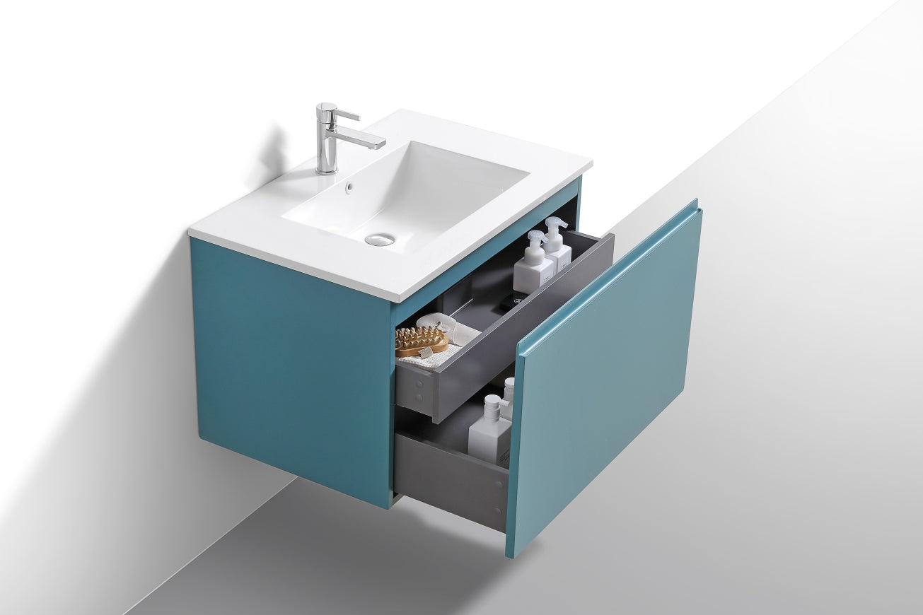 32'' Balli Modern Wall Mount Bathroom Vanity Teal Green