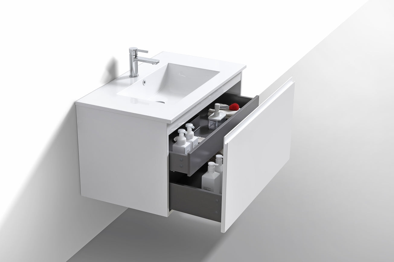 36'' Balli Modern Wall Mount Bathroom Vanity Gloss White