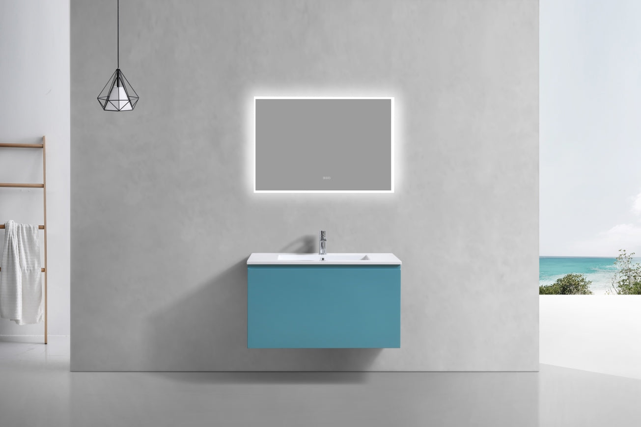 36'' Balli Modern Wall Mount Bathroom Vanity Teal Green