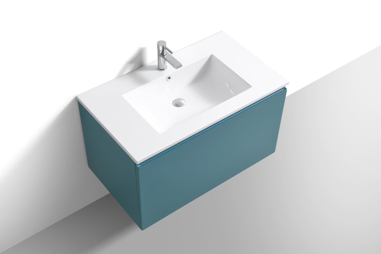 36'' Balli Modern Wall Mount Bathroom Vanity Teal Green
