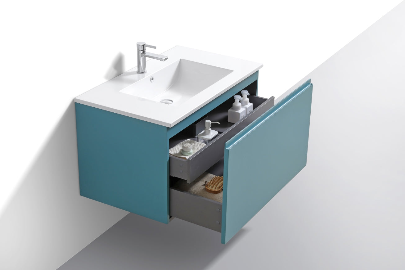 36'' Balli Modern Wall Mount Bathroom Vanity Teal Green