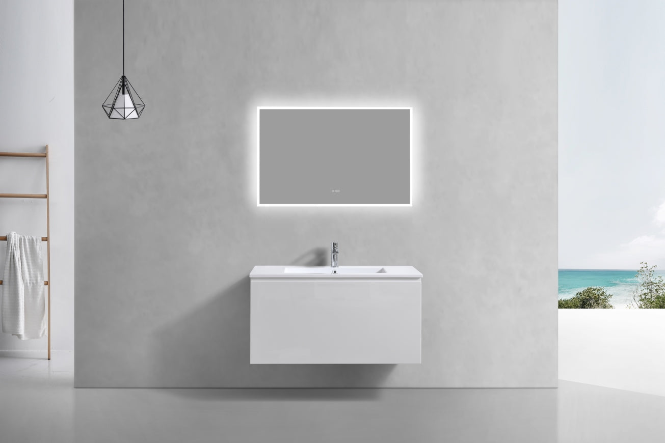 40'' Balli Modern Wall Mount Bathroom Vanity Gloss White