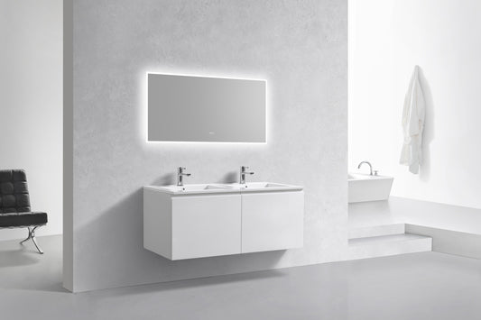 48'' Balli Double Sink Modern Wall Mount Bathroom Vanity Gloss White