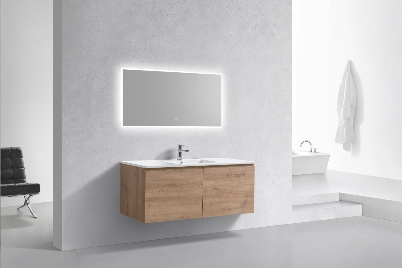 48'' Balli Single Sink Modern Wall Mount Bathroom Vanity White Oak