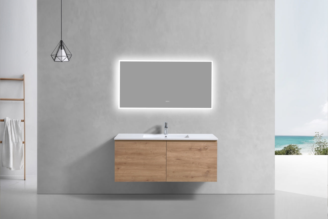 48'' Balli Single Sink Modern Wall Mount Bathroom Vanity White Oak