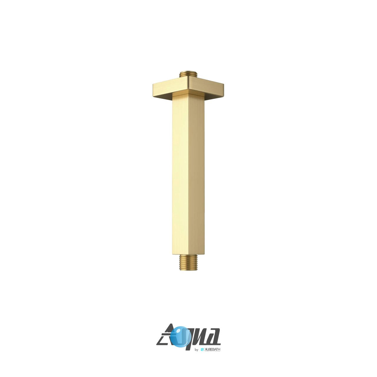 Aqua Piazza Brushed Gold Brass Shower Set w/ 8" Ceiling Mount Square Rain Shower, Handheld and Tub Filler