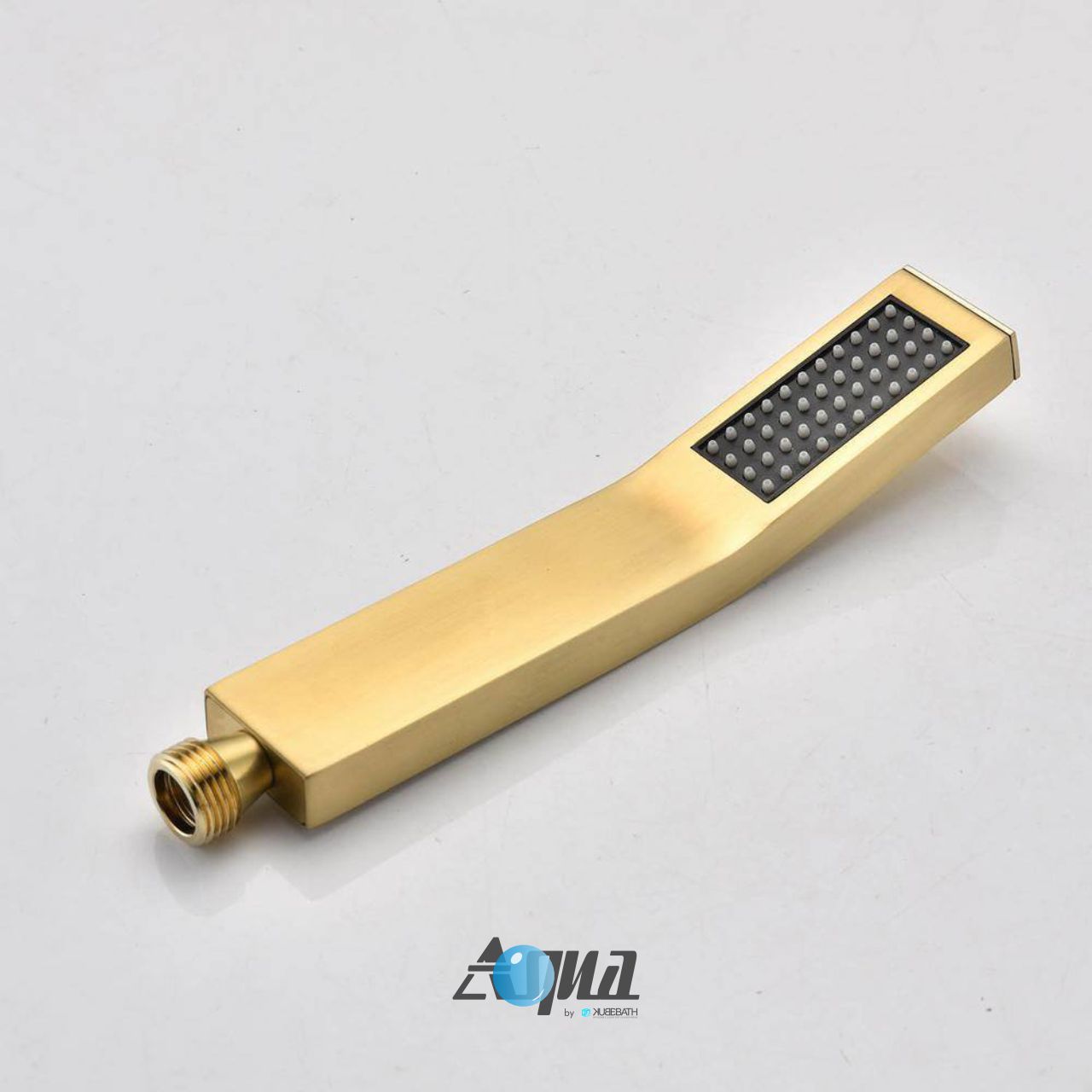 Aqua Piazza Brushed Gold Brass Shower Set w/ 8" Ceiling Mount Square Rain Shower, Handheld and Tub Filler