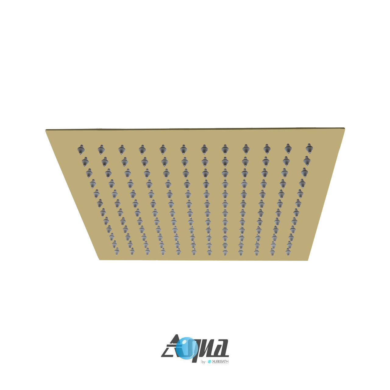 Aqua Piazza Brushed Gold Shower Set w/ 12" Ceiling Mount Square Rain Shower Head
