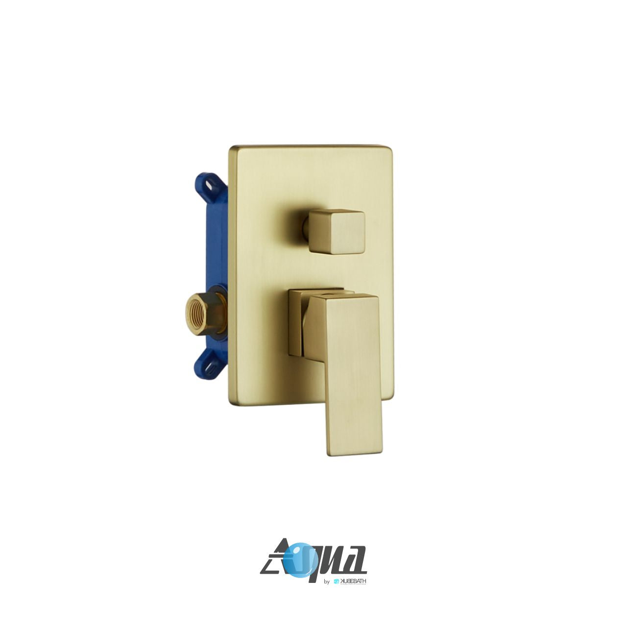 Aqua Piazza by KubeBath 2-Way Rough-In Valve With Cover Plate, Handle and Diverter Brushed Gold