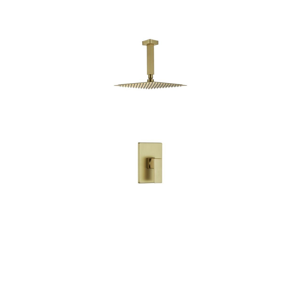 Aqua Piazza Brushed Gold Shower Set w/ 8" Ceiling Mount Square Rain Shower Head
