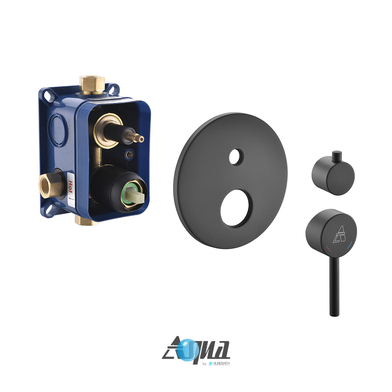 Aqua Rondo by KubeBath 3-Way Rough-In Valve With Cover Plate, Handle and Diverter