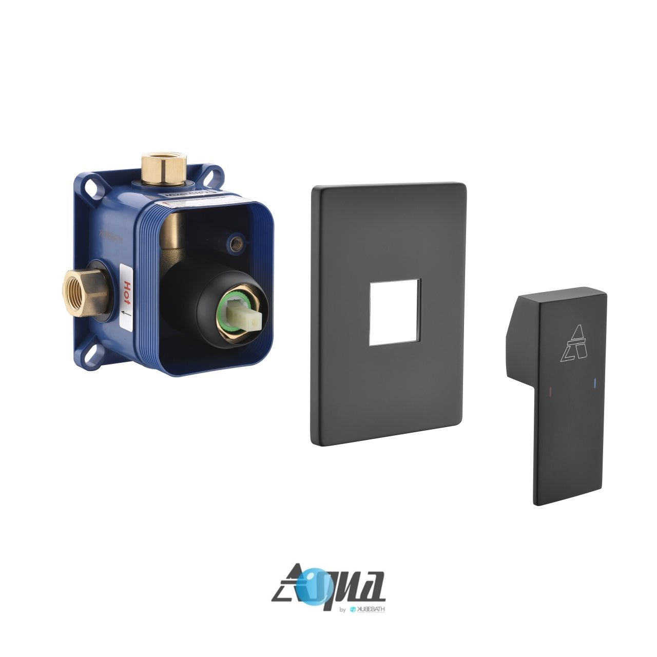 Aqua Piazza by KubeBath 1-Way Rough-In Valve With Cover Plate, Handle and Diverter Matte Black