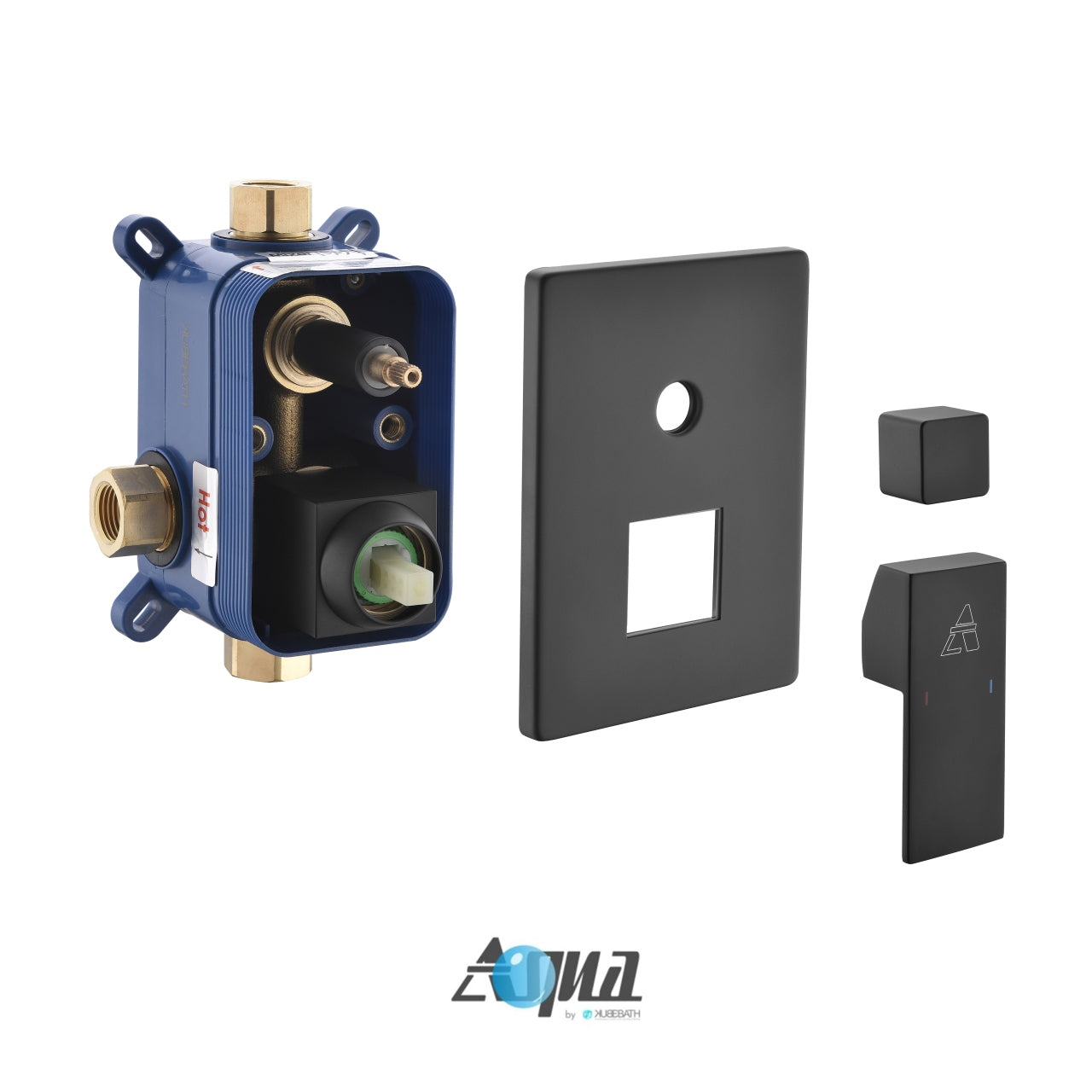 Aqua Piazza Black Shower Set w/ 12" Ceiling Mount Square Rain Shower and 4 Body Jets