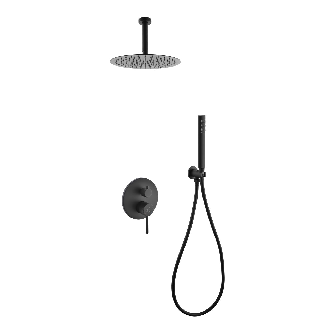 Aqua Rondo Shower Set w/ Ceiling Mount 12" Rain Shower and Handheld