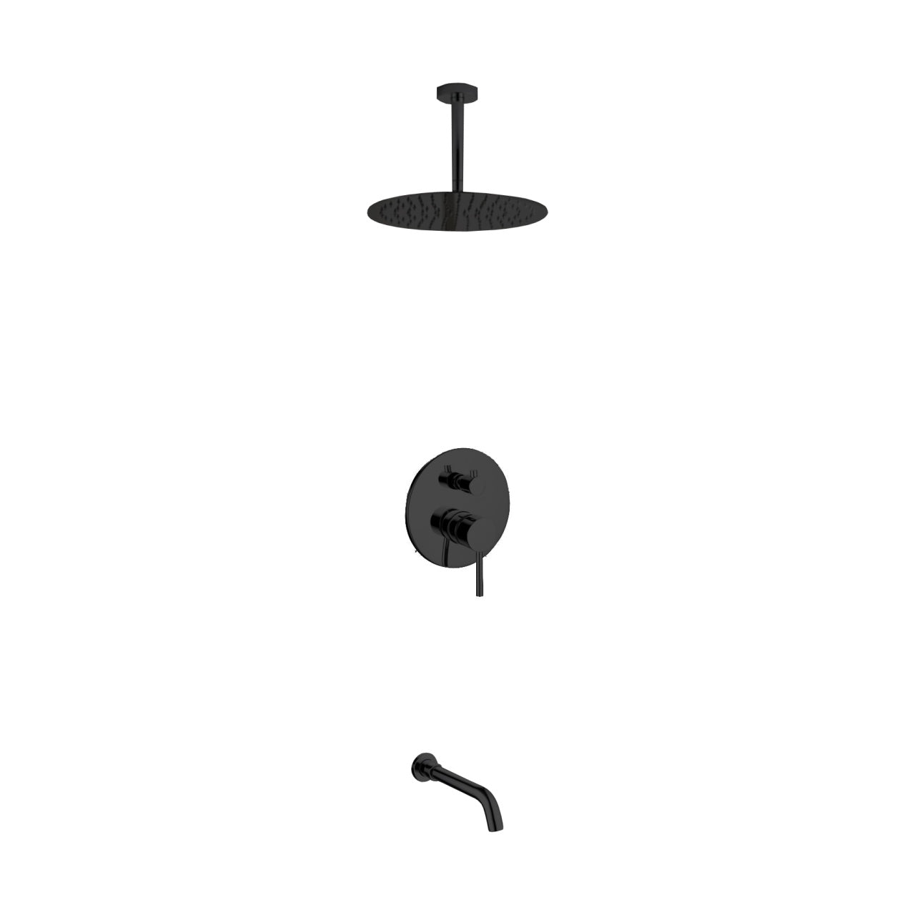 Aqua Rondo Shower Set w/ Ceiling Mount 12" Rain Shower and Tub Filler