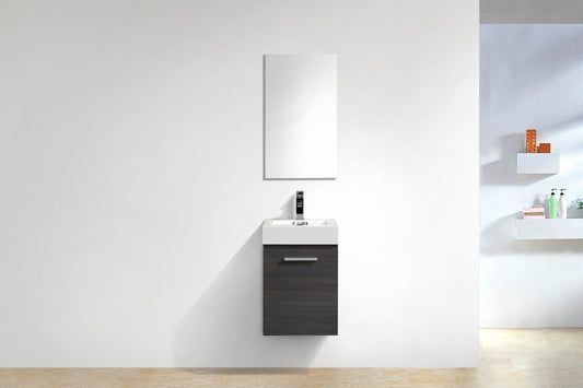 Bliss 16" Gray Oak Wall Mount Modern Bathroom Vanity