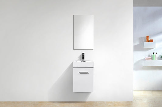 Bliss 16" High Gloss White Wall Mount Modern Bathroom Vanity