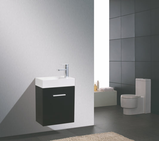 Bliss 18" Black Wall Mount Modern Bathroom Vanity